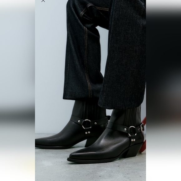BNWT! Zara leather cowboy boots - Picture 3 of 6